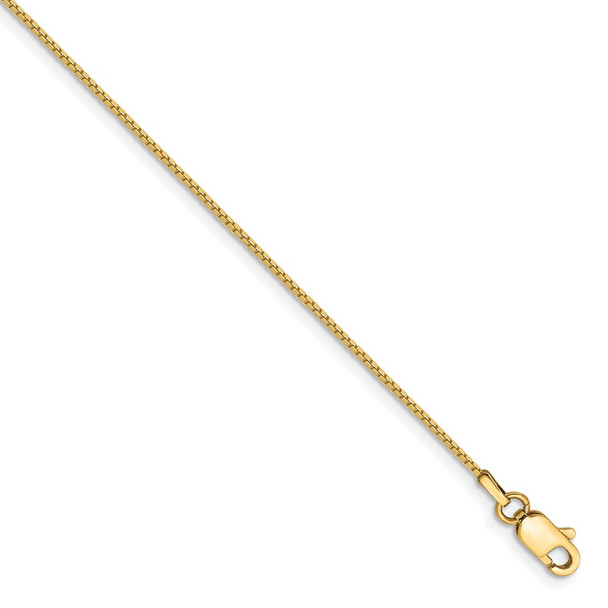 7" 14k Yellow Gold .9mm Box with Lobster Clasp Chain Bracelet