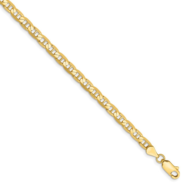 8" 14k Yellow Gold 3.75mm Concave Anchor Chain Bracelet