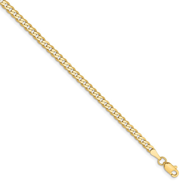 8" 14k Yellow Gold 2.9mm Flat Beveled Curb Chain Bracelet