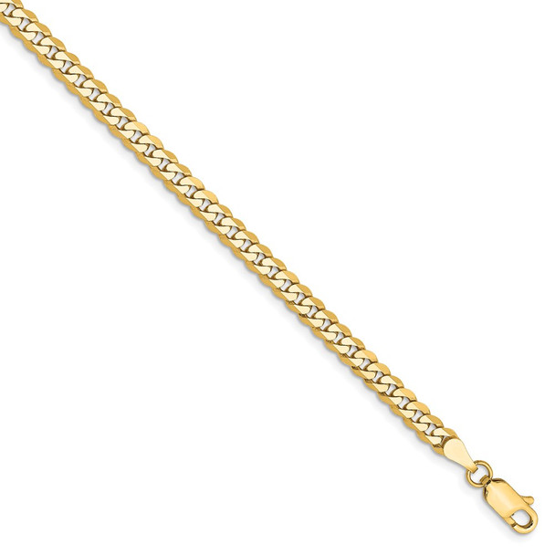 8" 14k Yellow Gold 3.9mm Flat Beveled Curb Chain Bracelet