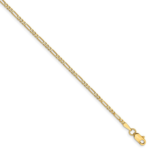 8" 14k Yellow Gold 1.8mm Flat Figaro Chain Bracelet