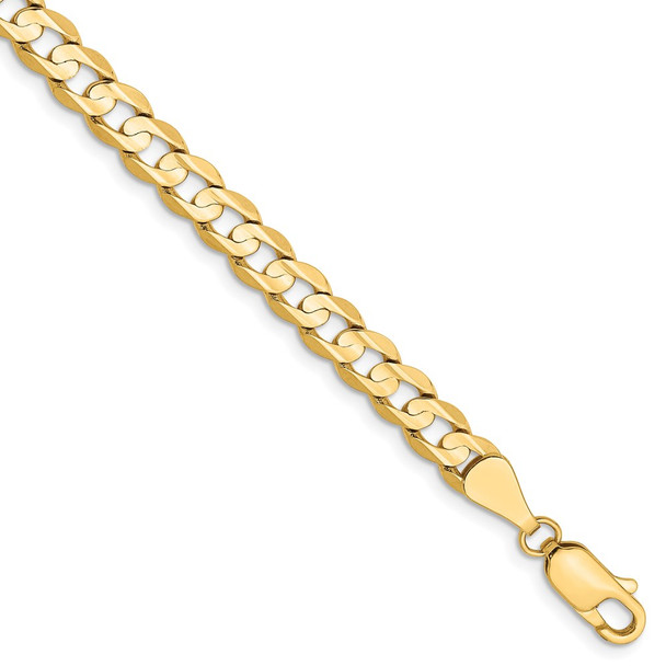7" 14k Yellow Gold 5.25mm Open Concave Curb Chain Bracelet