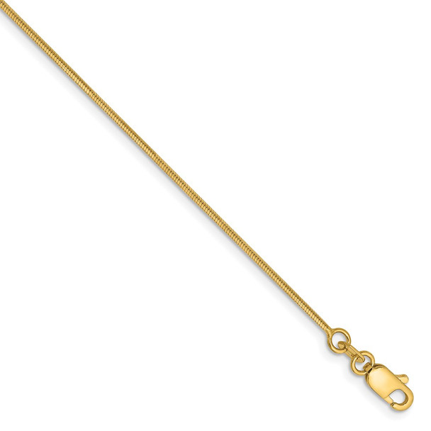 9" 14k Yellow Gold 1.0mm Octagonal Snake Chain Anklet