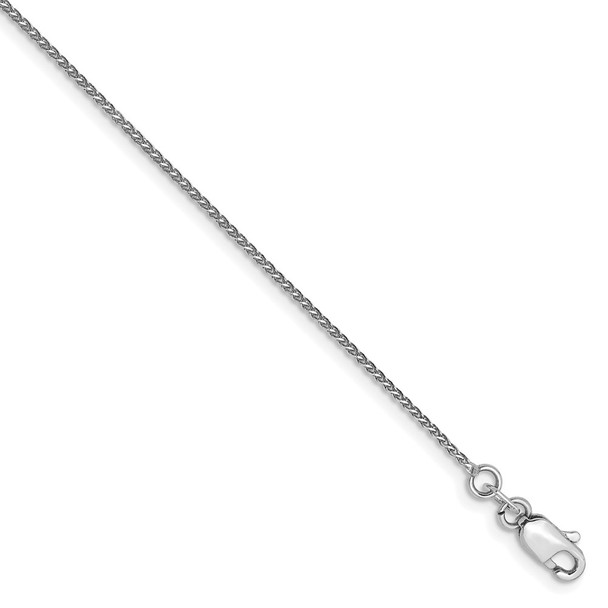 6" 14k White Gold 1mm Diamond-cut Spiga with Lobster Clasp Chain Bracelet