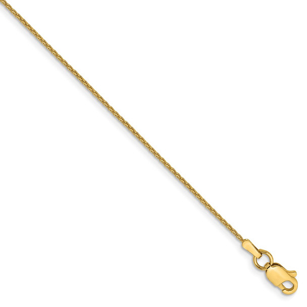 9" 14k Yellow Gold 1mm Parisian Wheat Chain Anklet