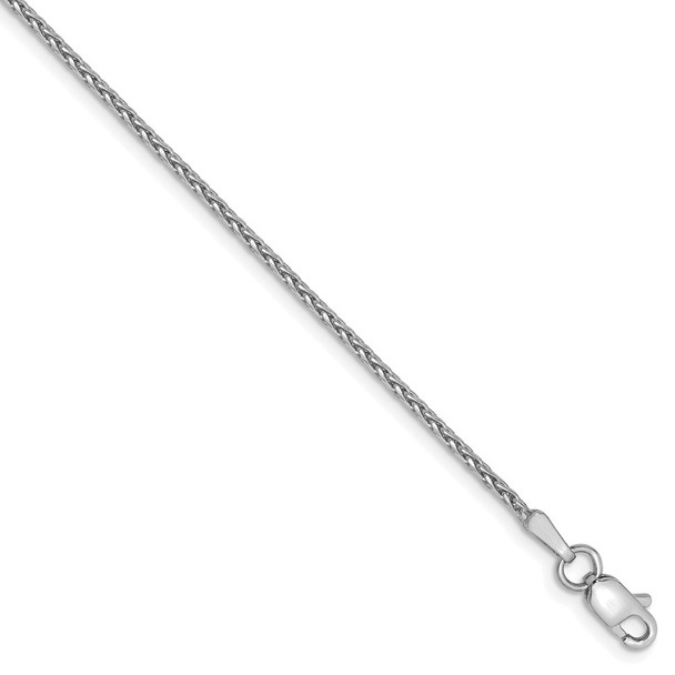 9" 14k White Gold 1.5mm Parisian Diamond-cut Wheat Chain Anklet