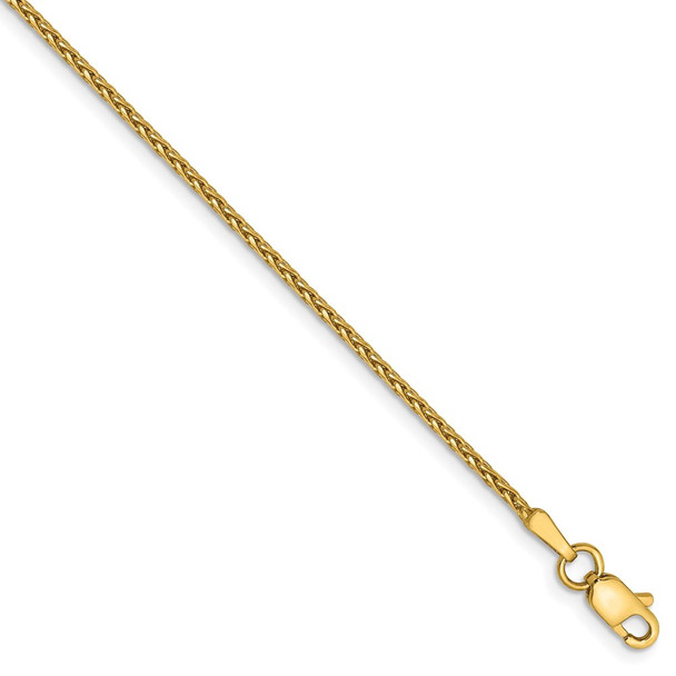 10" 14k Yellow Gold 1.5mm Parisian Diamond-cut Wheat Chain Anklet