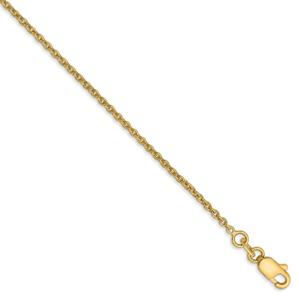 9" 14k Yellow Gold 1.4mm Solid Polished Cable Chain Anklet