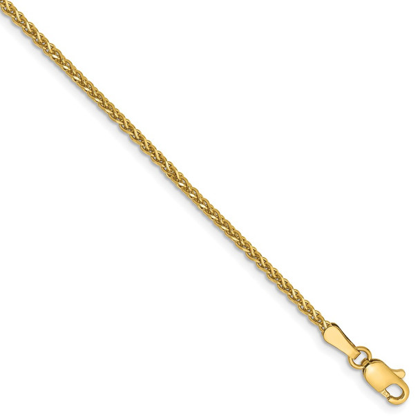 7" 14k Yellow Gold 1.4mm Diamond-cut Spiga Chain Bracelet