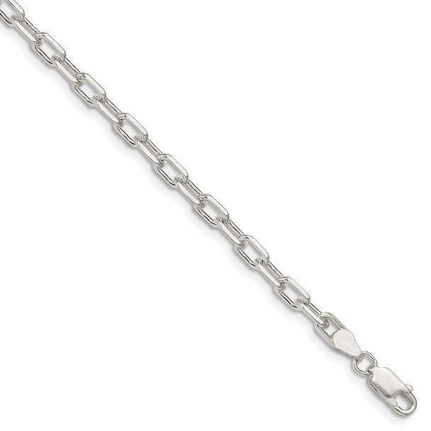 7" Sterling Silver 4.3mm Diamond-cut Long Link Cable Chain Bracelet