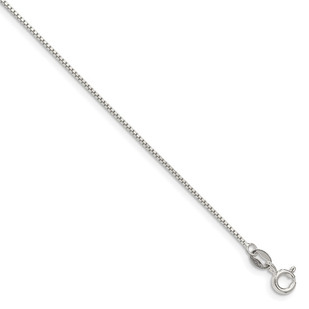 10" Sterling Silver .9mm Box Chain Anklet