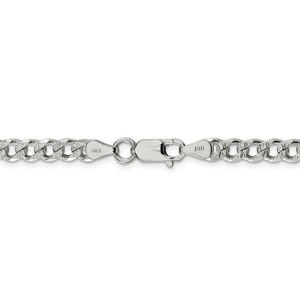 22" Sterling Silver 5.5mm Pave Curb Chain Necklace