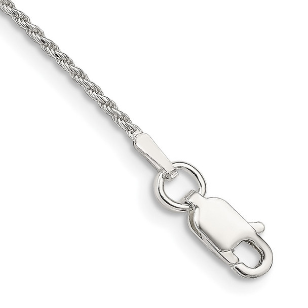 10" Sterling Silver 1.1mm Diamond-cut Rope Chain Anklet