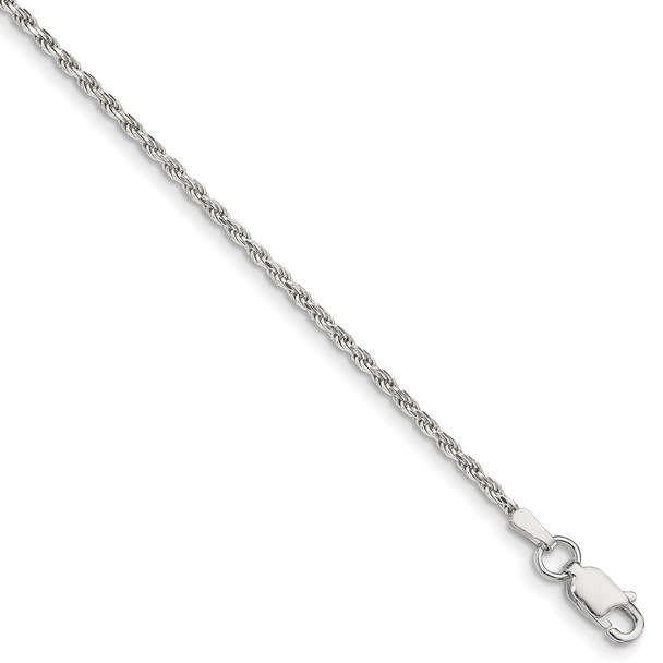 10" Sterling Silver 1.7mm Diamond-cut Rope Chain Anklet