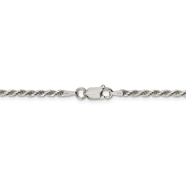 26" Rhodium-plated Sterling Silver 2.25mm Diamond-cut Rope Chain Necklace