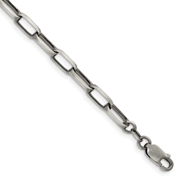 8.5" Sterling Silver Antiqued 4.8mm Elongated Open Link Chain Bracelet