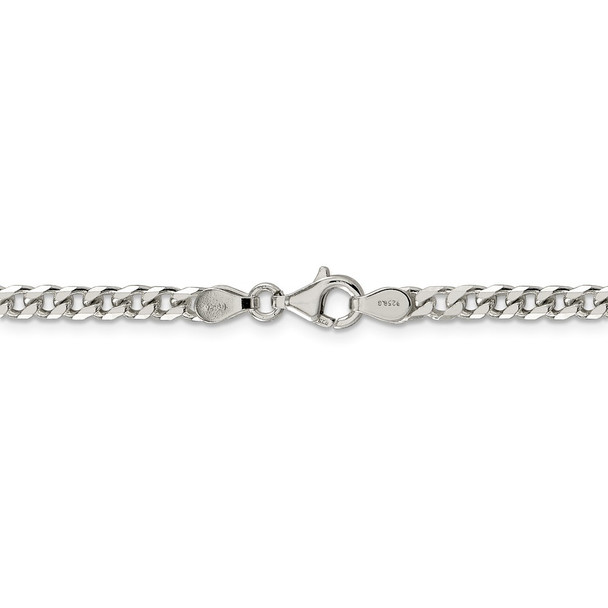 36" Sterling Silver Polished 3.5mm Curb Chain Necklace
