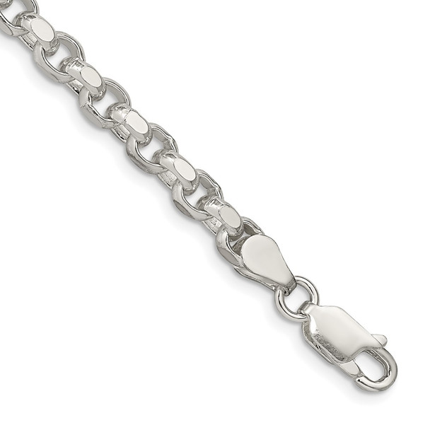 8" Sterling Silver 4mm Diamond-cut Rolo Chain Bracelet