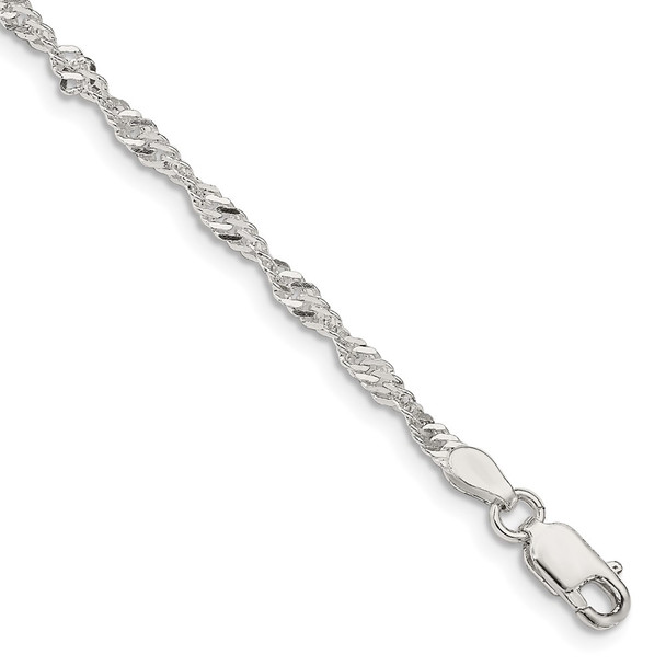 8" Sterling Silver 2.25mm Singapore Chain Bracelet