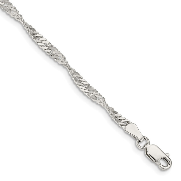 8" Sterling Silver 3mm Singapore Chain Bracelet
