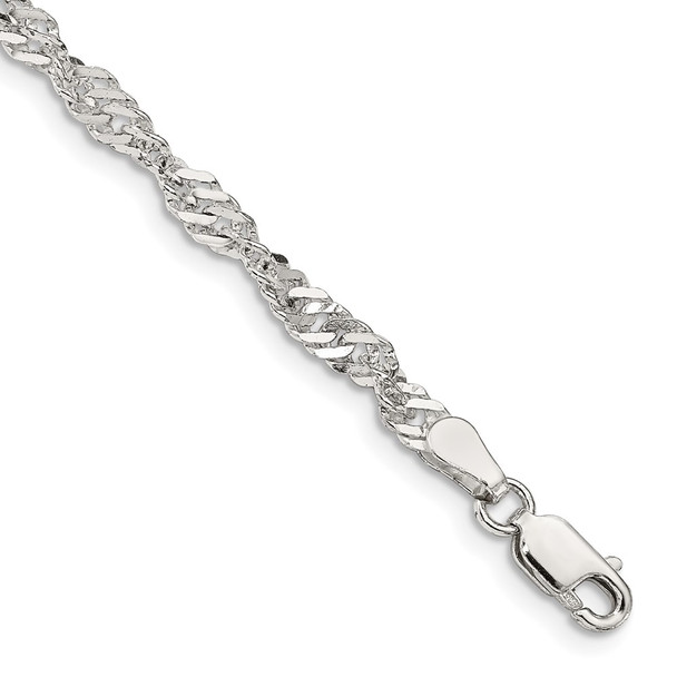 8" Sterling Silver 3.5mm Singapore Chain Bracelet