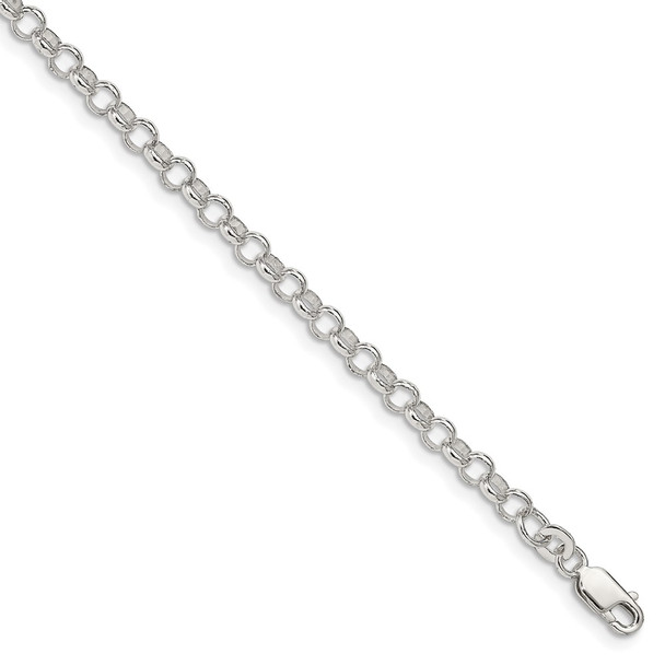 7" Sterling Silver 4mm Rolo Chain Bracelet QFC75