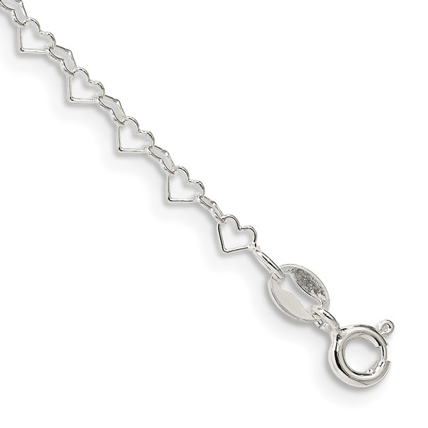 7" Sterling Silver 3.5mm Fancy Heart Link Chain Bracelet