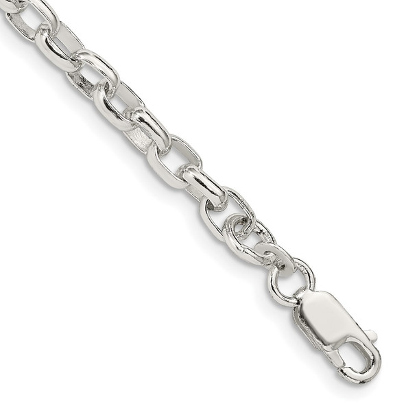 8" Sterling Silver 4.4mm Oval Fancy Rolo Chain Bracelet