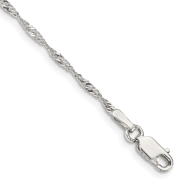 9" Sterling Silver 1.75mm Singapore Chain Anklet