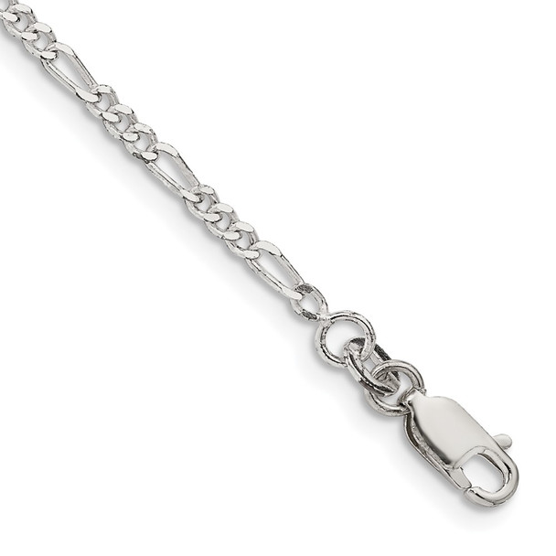 9" Sterling Silver 2.25mm Figaro Chain Anklet