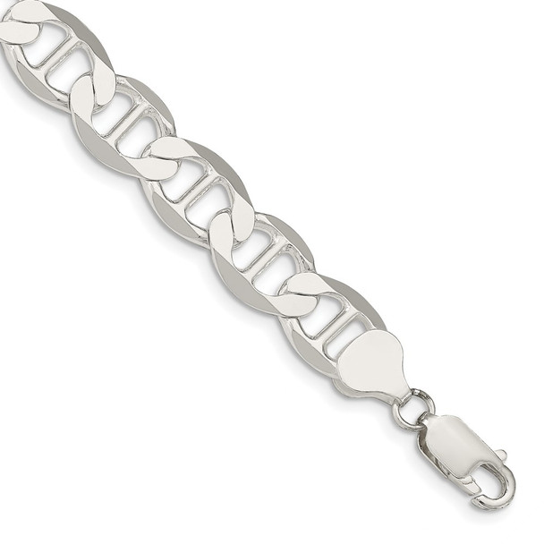 9" Sterling Silver 9.95mm Flat Anchor Chain Bracelet