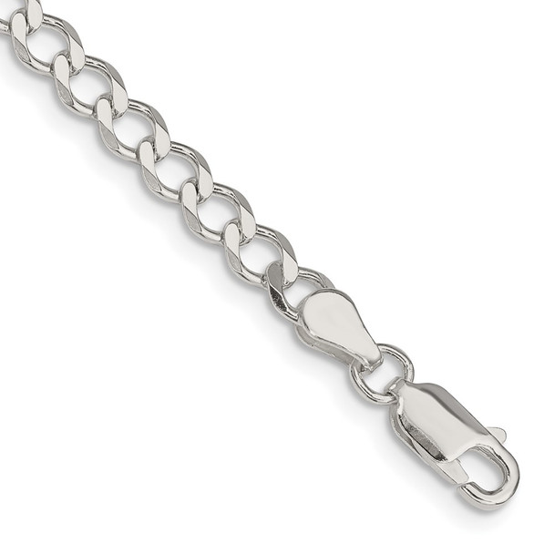 7" Sterling Silver 4.5mm Semi-solid Flat Curb Chain Bracelet