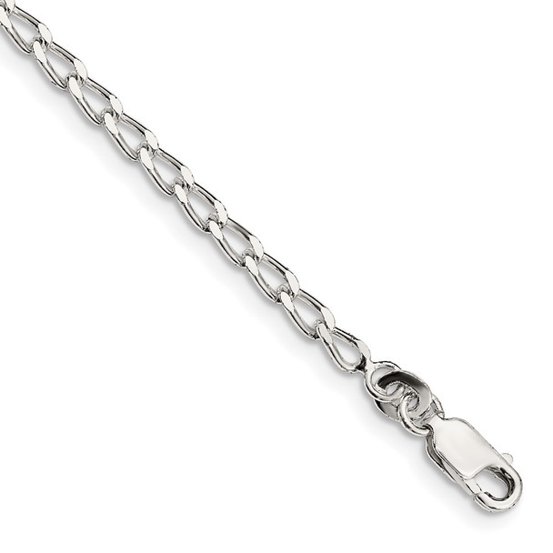 10" Sterling Silver 2.8mm Open Elongated Link Chain Anklet