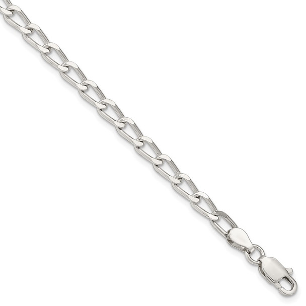 8" Sterling Silver 4.3mm Open Elongated Link Chain Bracelet