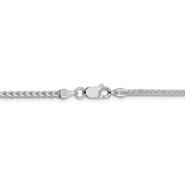 22" Sterling Silver 2.55mm Diamond-cut Square Franco Chain Necklace