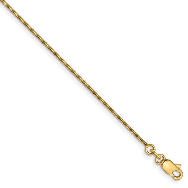 8" 14k Yellow Gold .9mm Round Snake Chain Bracelet