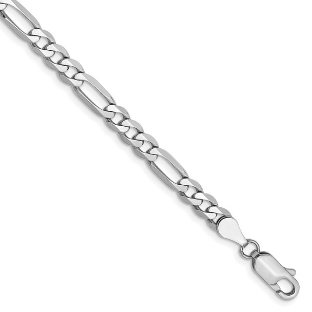 8" 14k White Gold 4.5mm Flat Figaro Chain Bracelet
