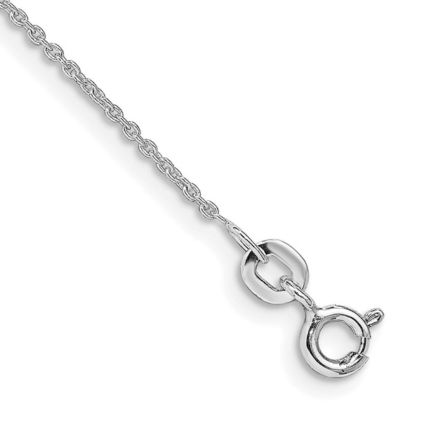 9" Sterling Silver Rhodium-plated 1mm Cable Chain Anklet