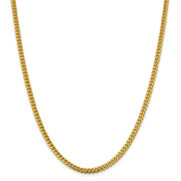 22" 14k Yellow Gold 4.25mm Solid Miami Cuban Chain Necklace