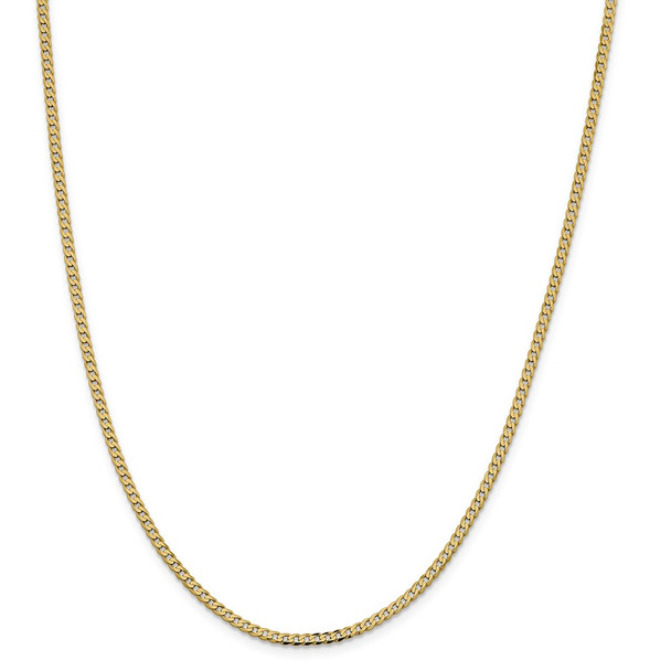 28" 14k Yellow Gold 2.3mm Flat Beveled Curb Chain Necklace