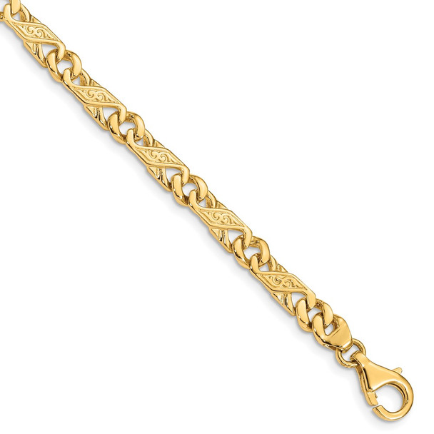 7" 14k Yellow Gold 5.5mm Hand-Polished Fancy Link Bracelet