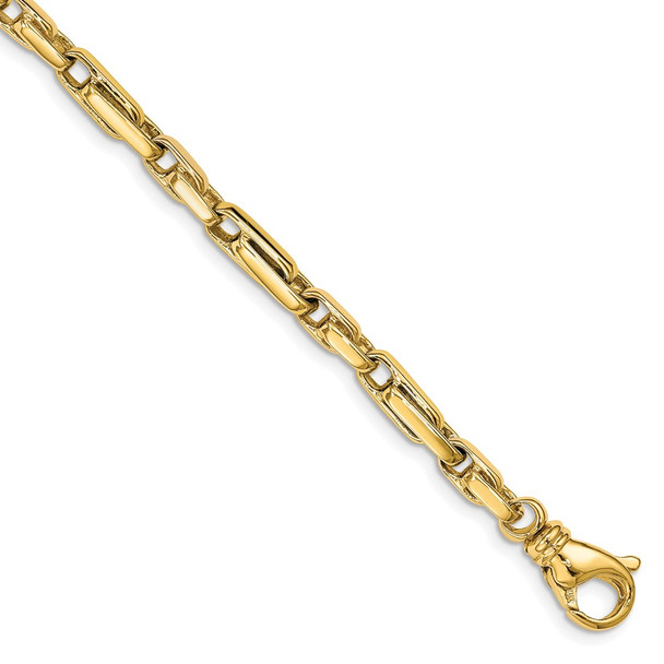 8.5" 14k Yellow Gold 5mm Hand-polished Fancy Link Bracelet
