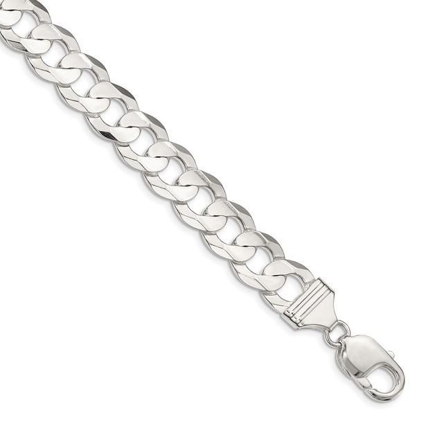 20" Sterling Silver 11.9mm Concave Beveled Curb Chain Necklace