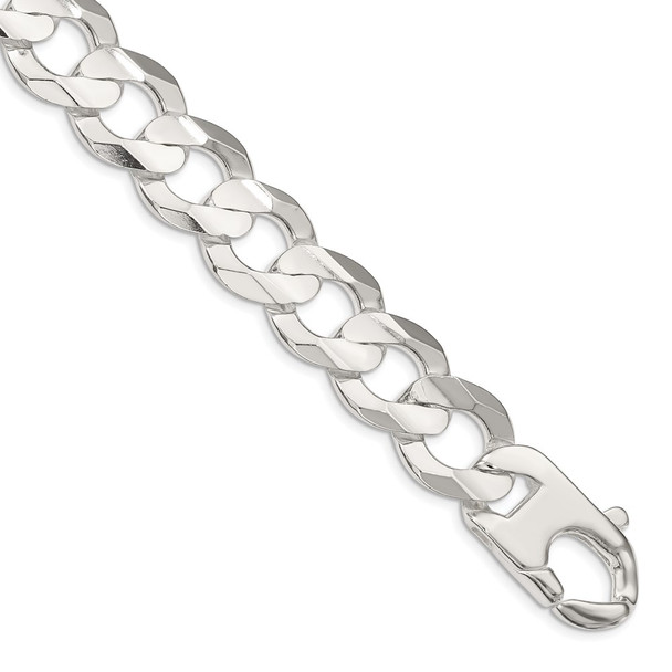 22" Sterling Silver 15.75mm Concave Beveled Curb Chain Necklace