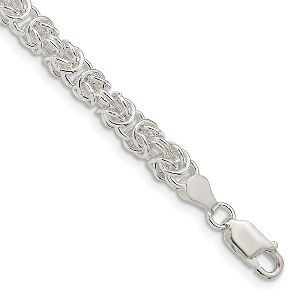8" Sterling Silver 4.75mm Rounded Byzantine Chain Bracelet
