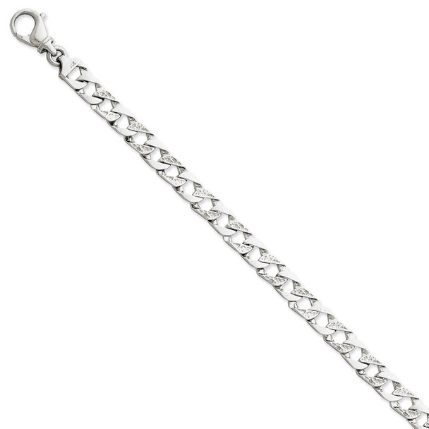 7" 14K White Gold 7.5mm Polished Fancy Link Chain Bracelet