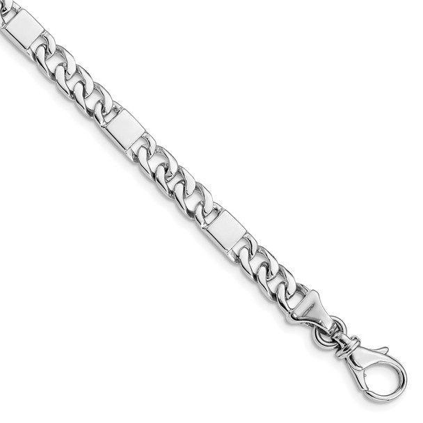 7" 14k White Gold 5.6mm Hand-polished Fancy Link Bracelet