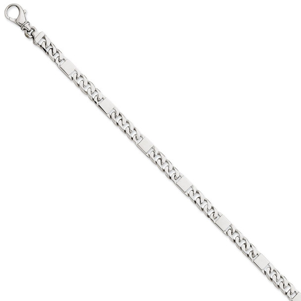 8" 14k White Gold 5.6mm Hand-polished Fancy Link Bracelet