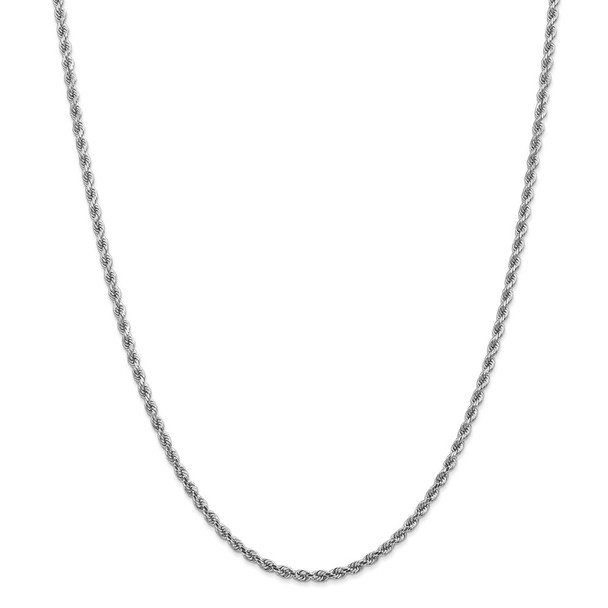 26" 14k White Gold 2.75mm Diamond-cut Rope with Lobster Clasp Chain Necklace