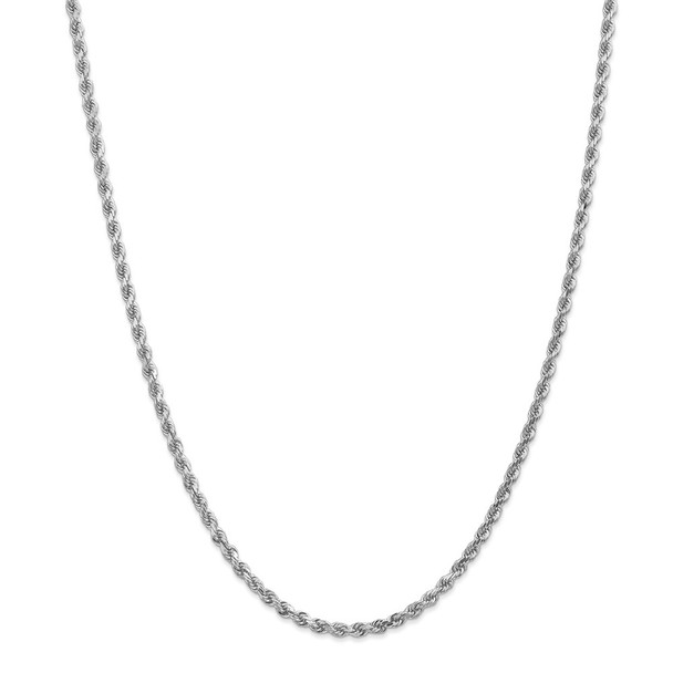 28" 14k White Gold 3mm Diamond-cut Rope with Lobster Clasp Chain Necklace